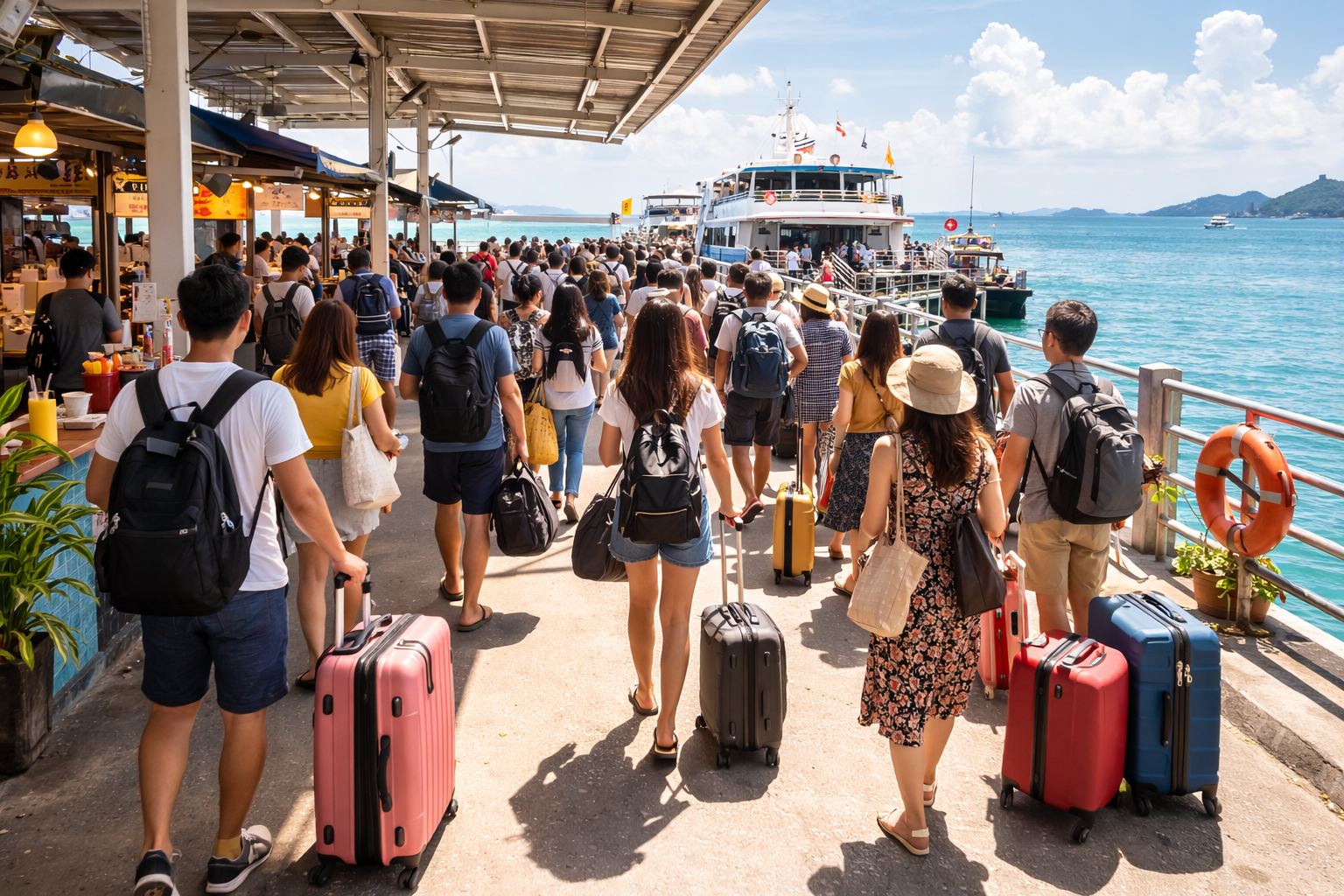 Packed pier travel weekend